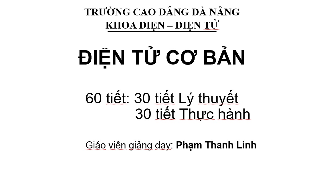 ĐIỆN TỬ CƠ BẢN