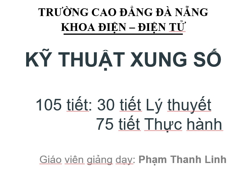 KỸ THUẬT XUNG SỐ